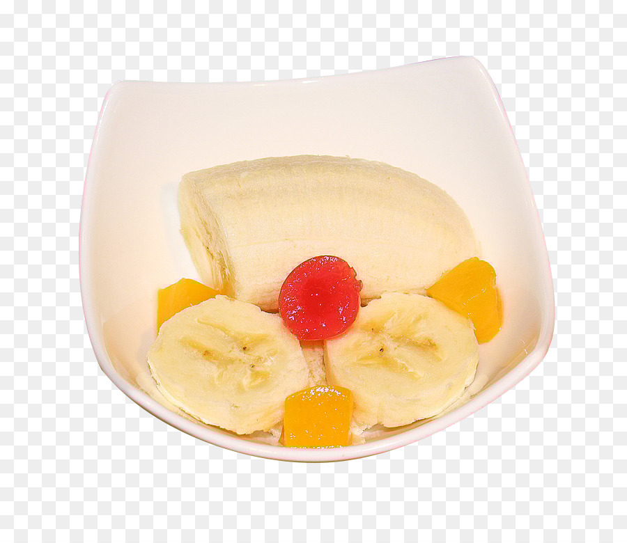 Eis-Früchte-Salat-Bananen-Sorbet Auglis - Obstschale Bananen-Scheiben