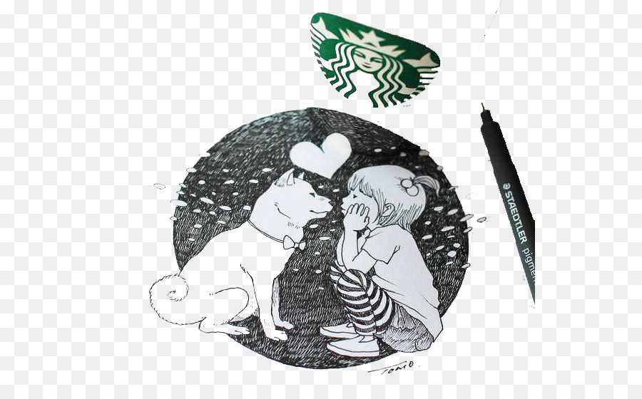 Cà Phê, Trà Quán Cà Phê Starbucks Vẽ - Trẻ con và chó