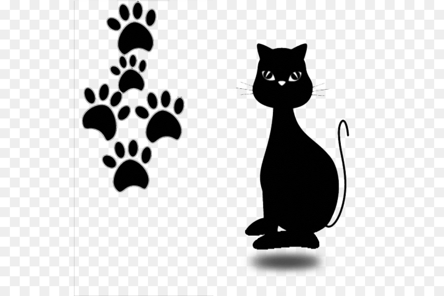 Gatto Gattino Di Disegno, Illustrazione - Carino cartoni animati, gatti neri e impronte