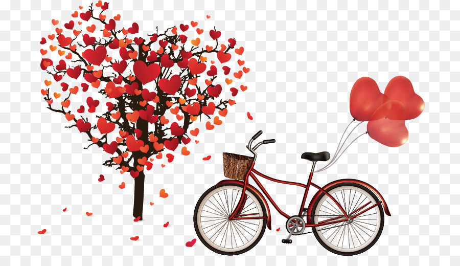 Giorno Di San Valentino, Cuore, Illustrazione - Vettore di biciclette e L'Albero che Dà la