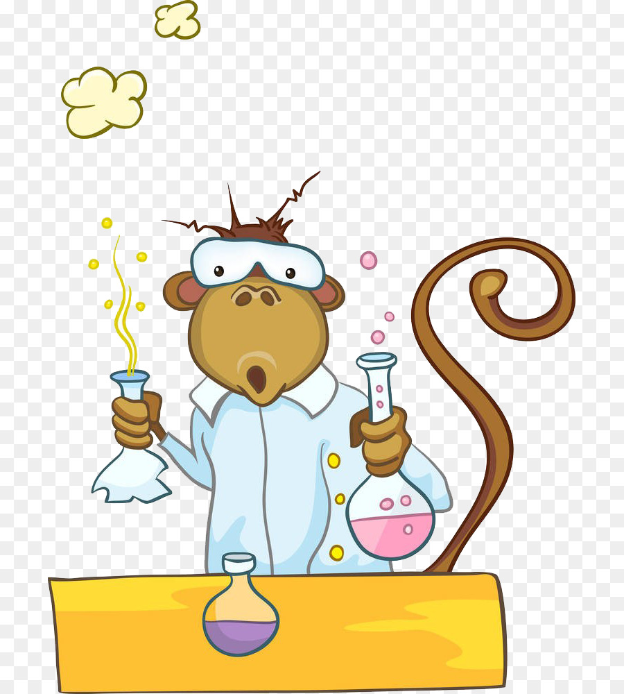 Cartoon Chemie Maulwurf Illustration - Affen-Experimente
