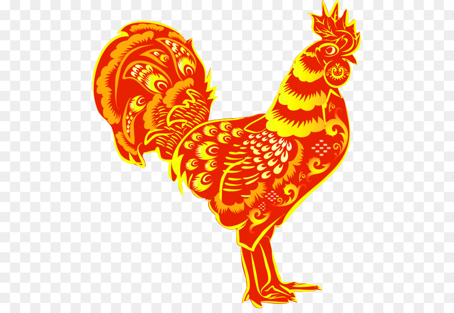 Pollo T-shirt Gallo per il Nuovo Anno Cinese zodiaco Cinese - Rosso Cinese vento cazzo schema decorativo