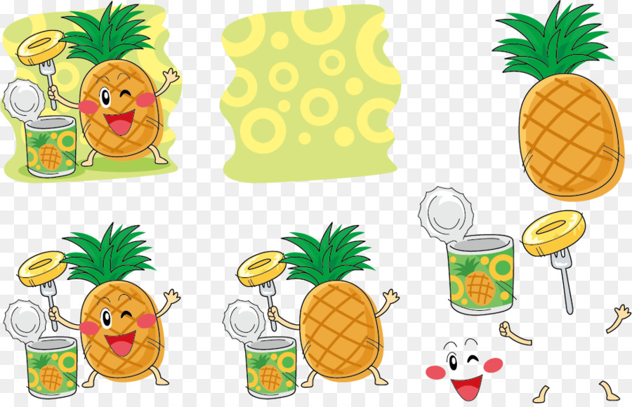 Ananas Q versione Illustrazione - Mangiare in scatola di ananas vettore di espressione