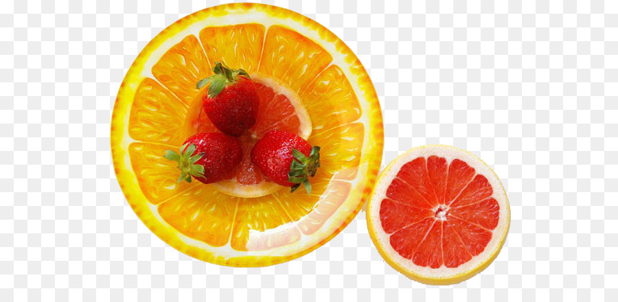 Grapefruit-Erdbeer-Blutorange Zitrone, Pomelo - Grapefruit und Erdbeeren