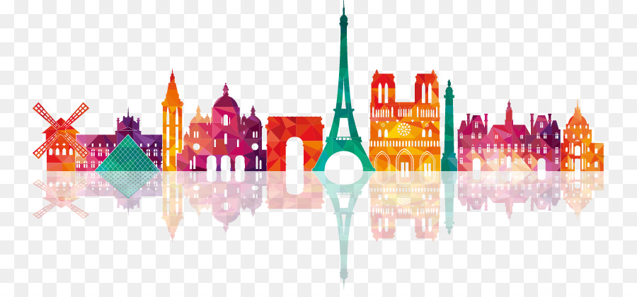 Parigi, Disegno Skyline Illustrazione - Regno UNITO città Variopinta costruzione di sagome