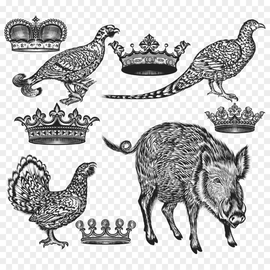 Disegno Di Illustrazione - Schizzo corona con animali