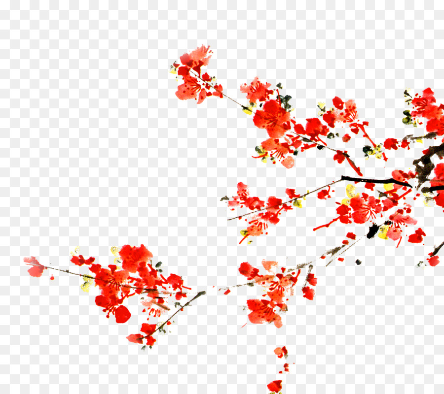 Inchiostro lavare pittura del fiore della Prugna pennello Inchiostro - rosso prugna