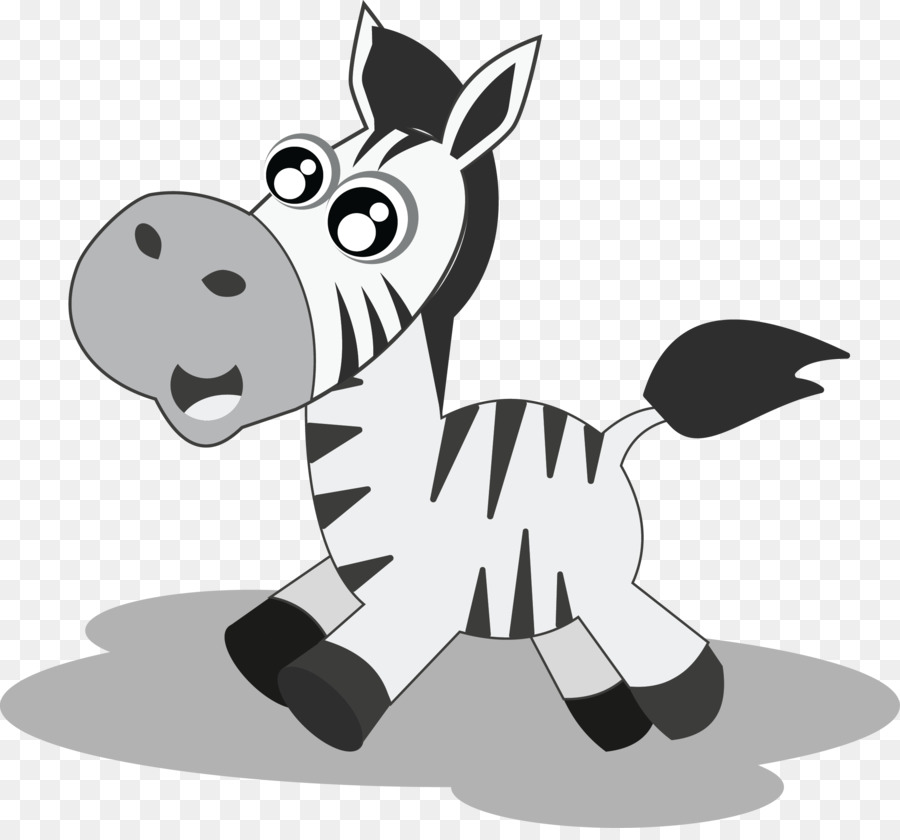 Cartone animato Animale Disegno in bianco e Nero - Cartoon Zebra Vettoriale