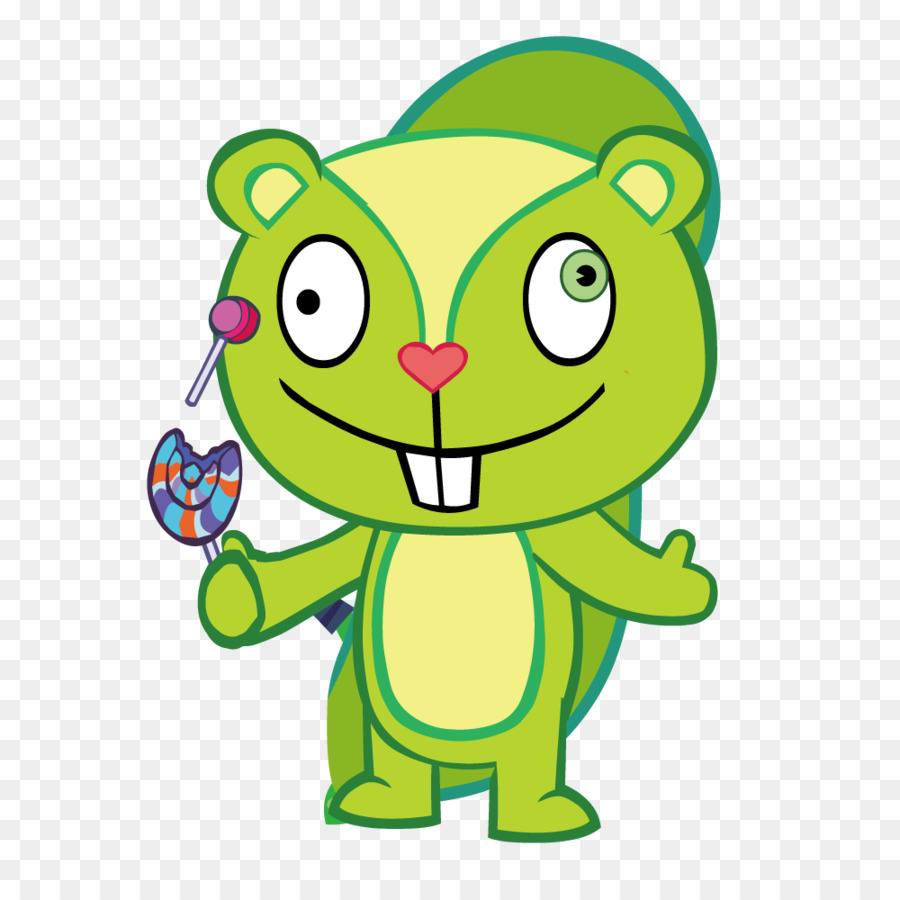 Lollipop Candy - Grüne kleine Eichhörnchen halten einen Lutscher