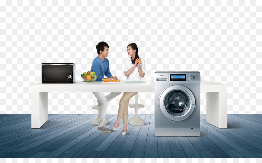 Waschmaschine Symbol - Paar Leben zu Hause