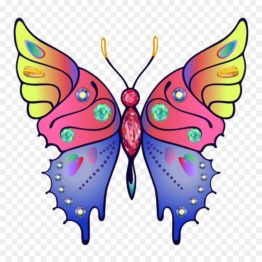Bướm trả tiền bản Quyền chụp Ảnh miễn phí Clip nghệ thuật - Rhinestone đầy màu sắc bướm