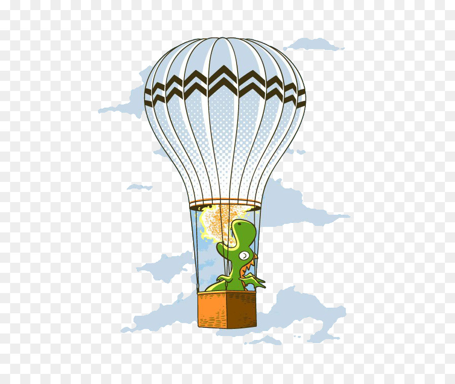 T-shirt Disegno di Design Illustrazione - Lizard seduto su una mongolfiera