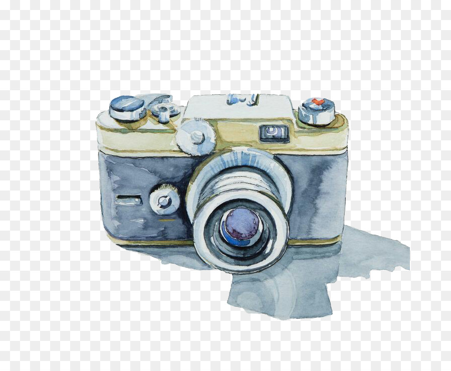 La pellicola fotografica Kodak con la pittura ad Acquerello - blu fotocamera