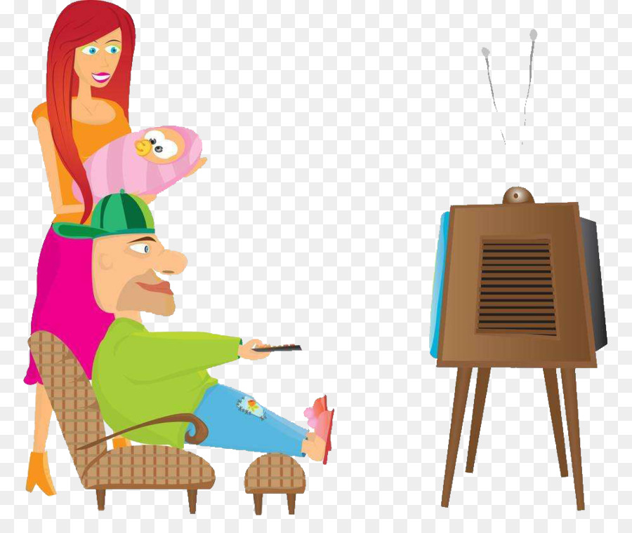 Televisione Royalty free, Fotografia di Clip art - i membri della famiglia guarda la tv insieme