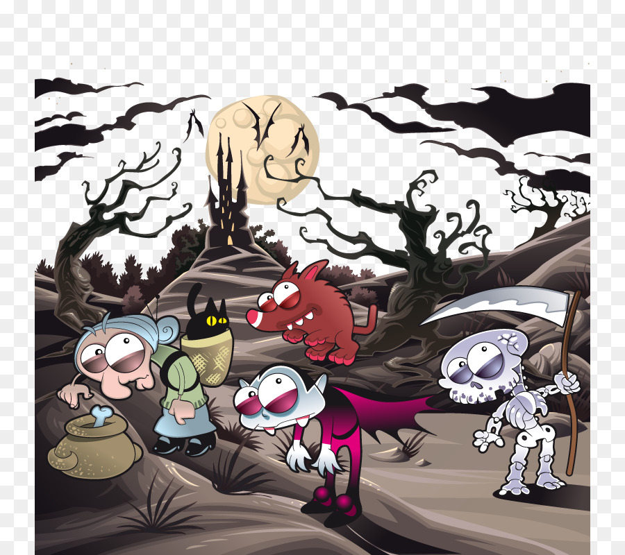 Paesaggio Del Fumetto Horror Illustrazione - Vettore di orrore foresta