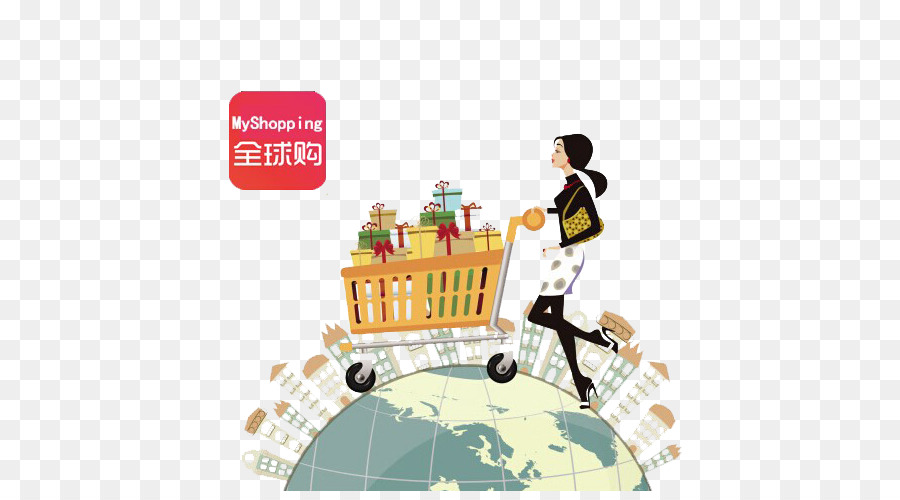 China E commerce Daigou Business Tmall - Frauen schieben Wagen grenzüberschreitenden Einkauf