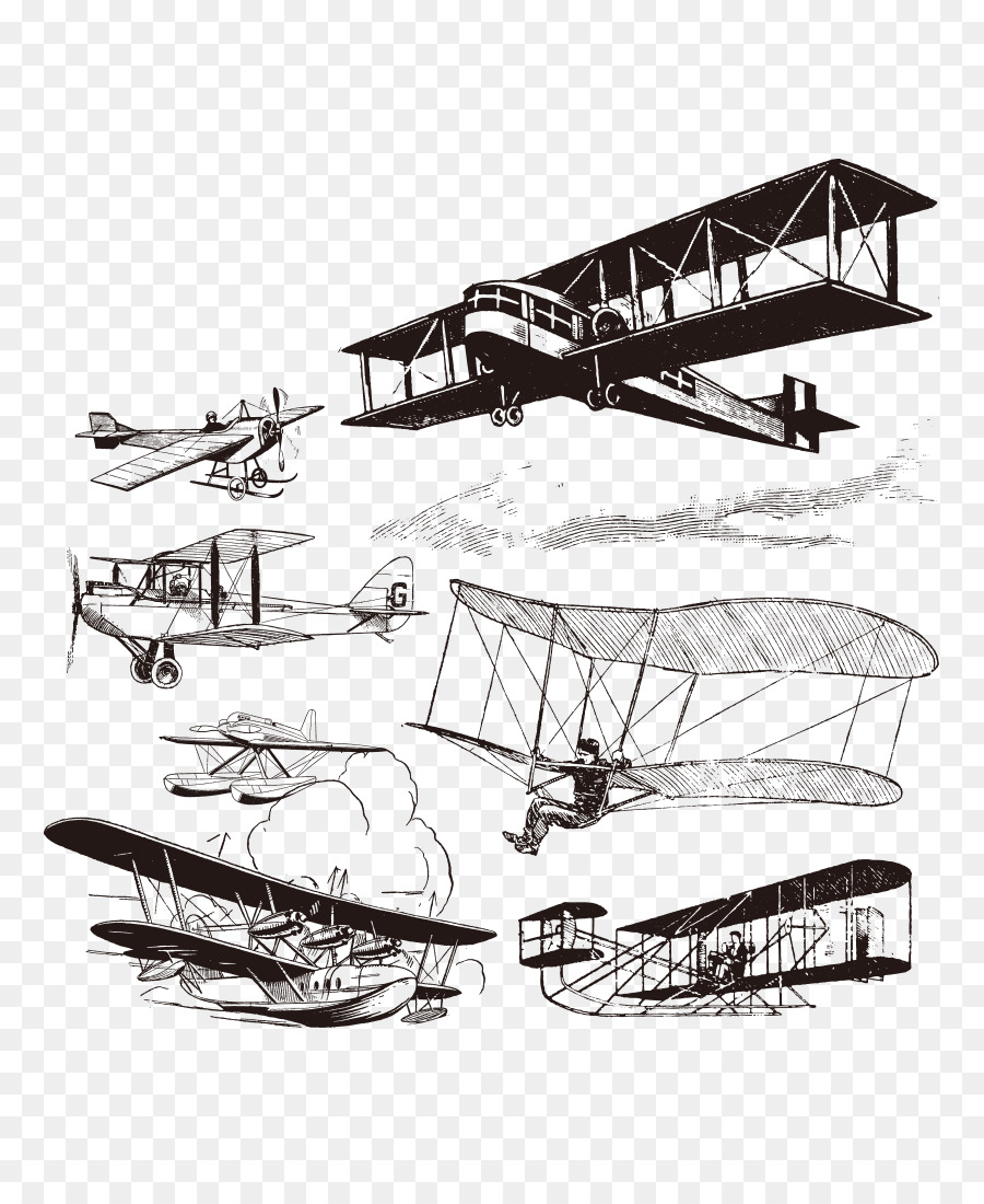 Flugzeug Oldtimer-Flugzeugen der Luftfahrt - Hand-painted black-und white-Flugzeuge historischen Prozess