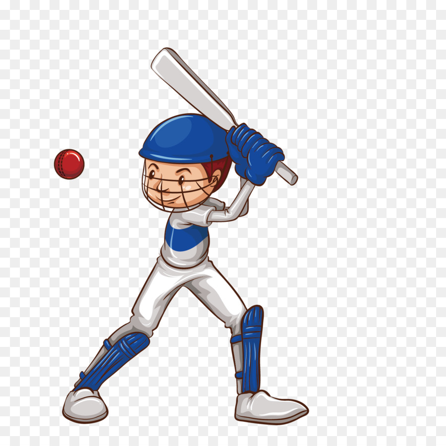 Cricket Zeichnung, Skizze - Vektor Cartoon Junge Baseball
