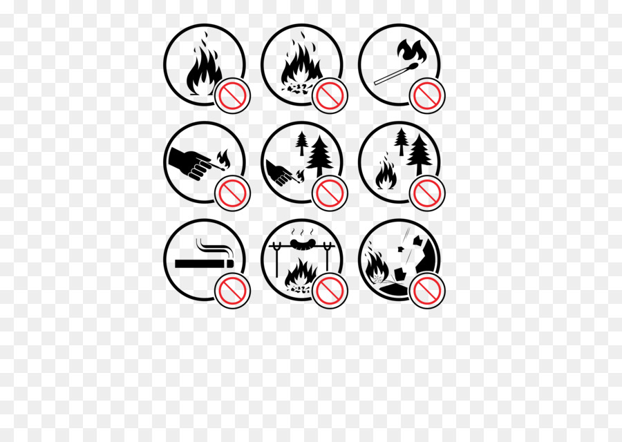 Feuerlöscher-Illustration - Vektor-schwarz neun Feuer-Symbole