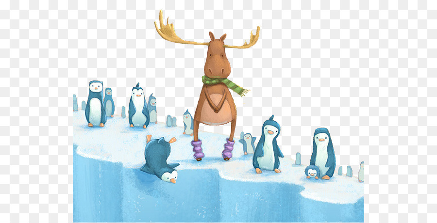 Pinguin Antarktis-Cartoon-Abbildung - Antarktis-Pinguin-Rentier gemalt