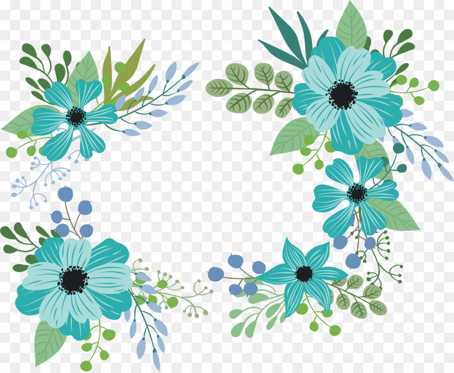 Thiết kế hoa màu Xanh Hoa Xanh - Lãng mạn màu xanh lá cây hoa tiêu đề hộp  png tải về - Miễn phí trong suốt Màu Xanh png Tải về.