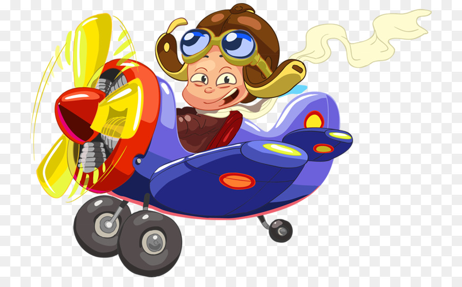 Flugzeug, Kind Cartoon Flug - Ein Flugzeug-kleiner junge