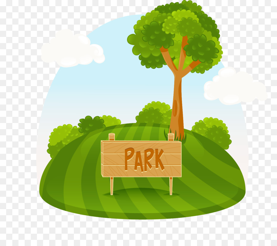 Parco di divertimenti Albero, Illustrazione - Vector cartoon dipinta di verde parco