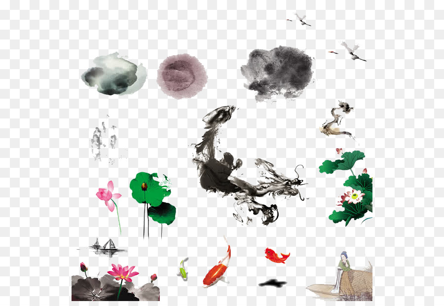 Tinte wash Malerei chinesische Malerei Shan shui - Tinte lotus, lotus-Blatt-Sammlung