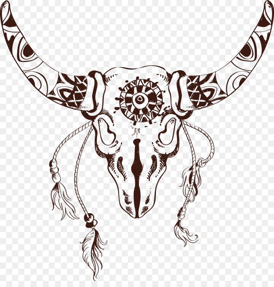 Totem clipart - Handbemalte Kuh-Totem