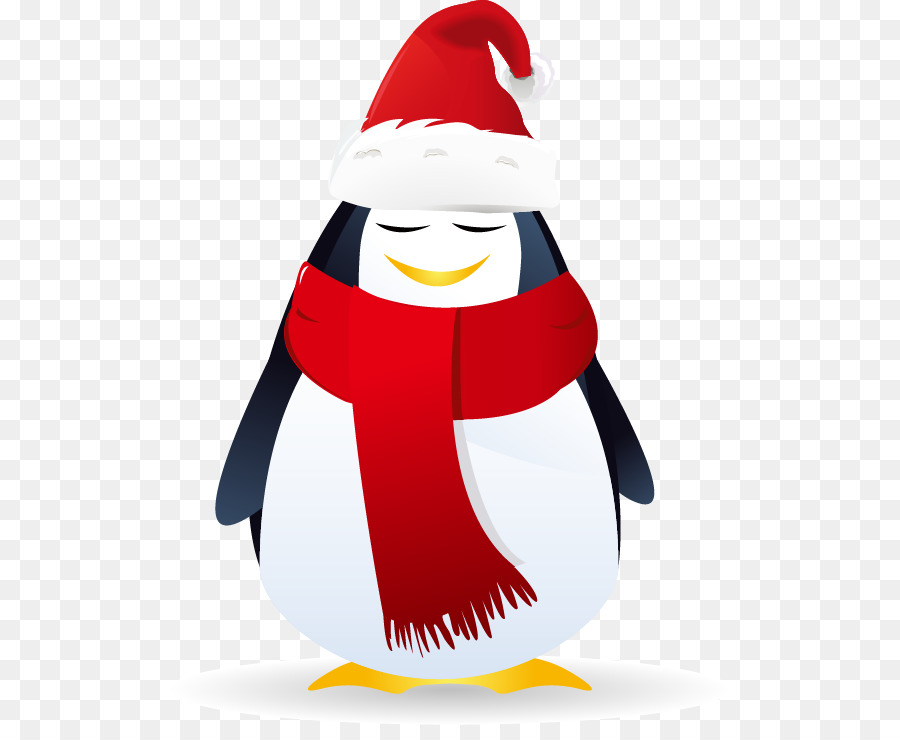 Santa Claus Giáng sinh trả tiền bản Quyền, bông Tuyết - Tay vẽ chim cánh cụt đỏ chiếc mũ