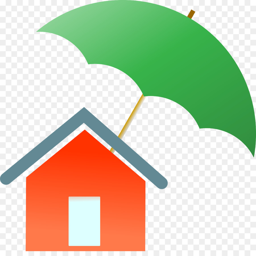 Hausratversicherung-Haftpflichtversicherung-clipart - Red House-Green Umbrella