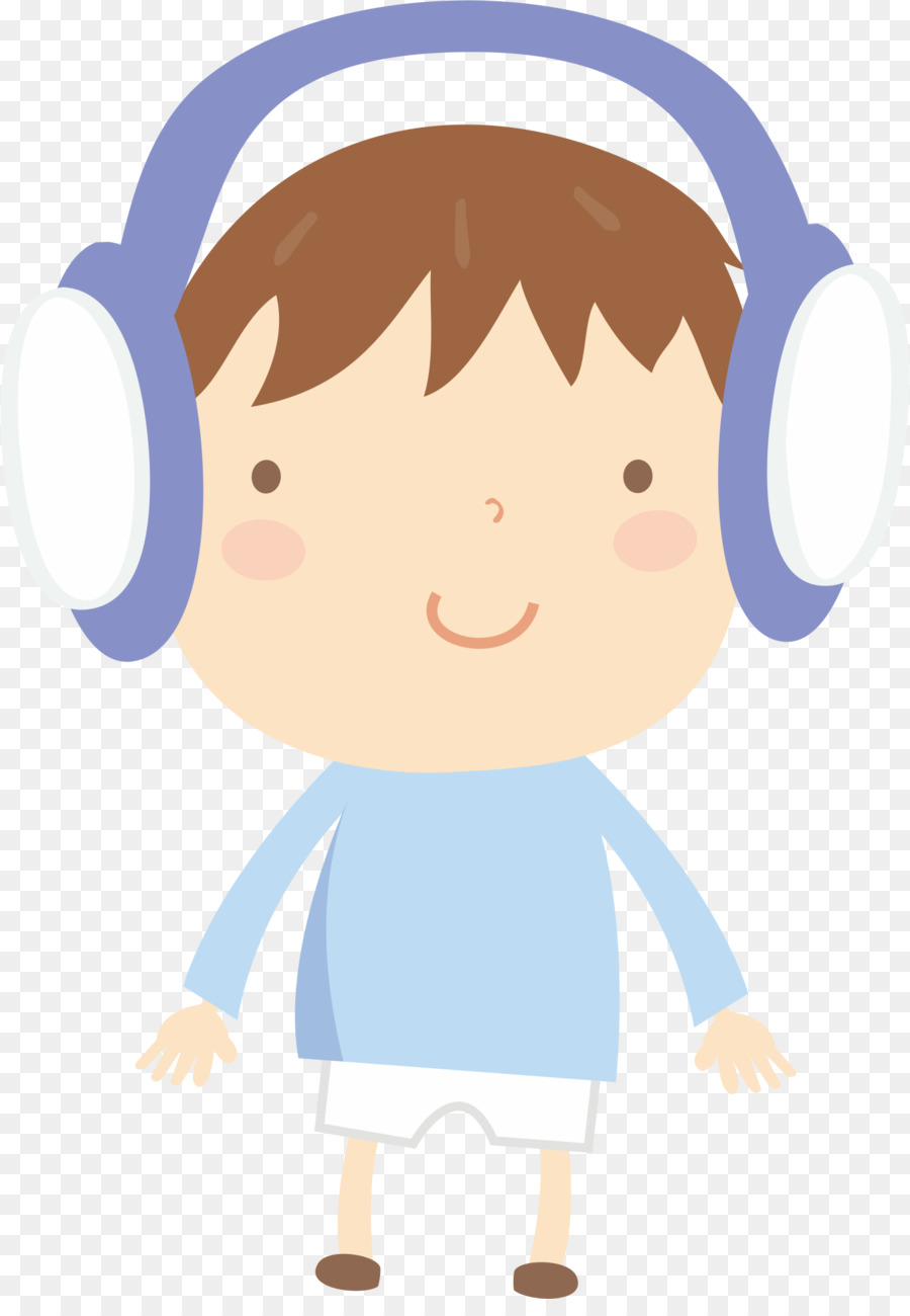 Kopfhörer Cartoon - Junge mit Kopfhörer