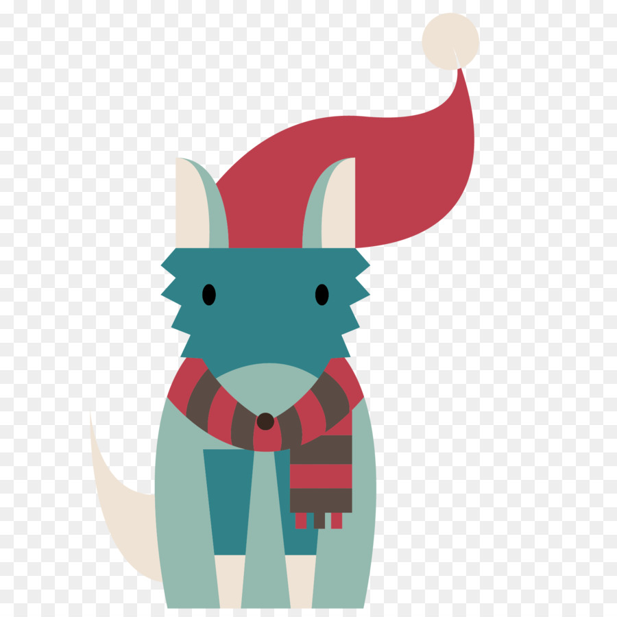 Santa Claus Reindeer Gray wolf Natale - Vector cartoon fox