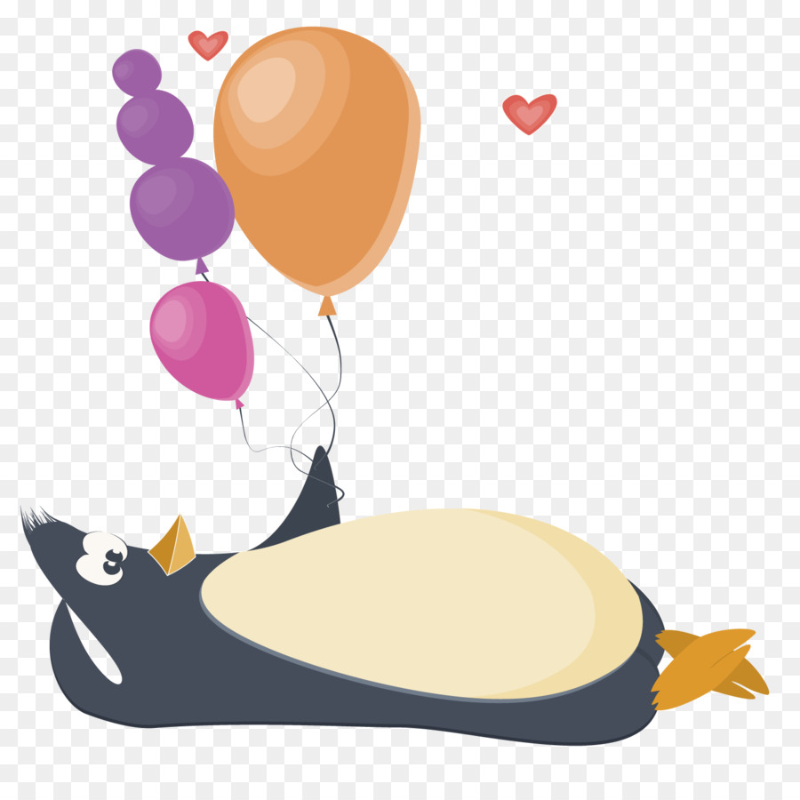 Geburtstag Ballon Niedlichkeit Gruß-Karte - Ein Pinguin hält ein Ballon