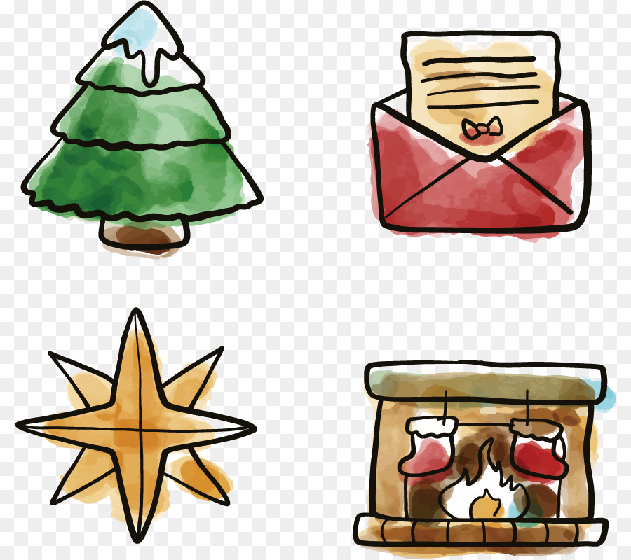 Weihnachtsbaum Umschlag-Aquarell - Weihnachtsbaum und Umschläge