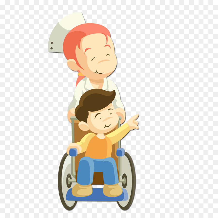 Patient-Krankenschwester-Cartoon - Rollstuhl png-element
