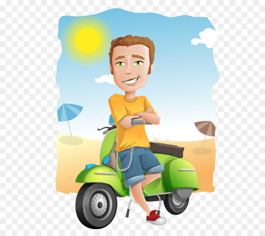 Scooter Scherzo Hindi - Vettore uomo seduto su una moto