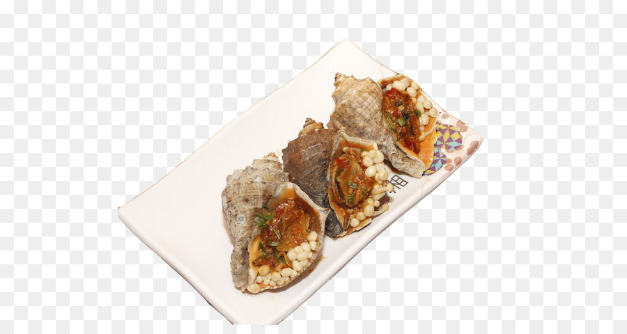 Beilage Seashell - Drei Muscheln auf weißem Teller