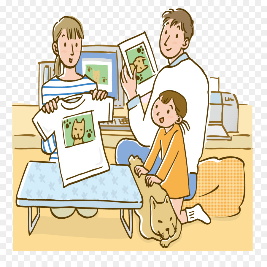 T-shirt-Zeichnung-Fotografie-Illustration - Haustier, und eine Familie von drei