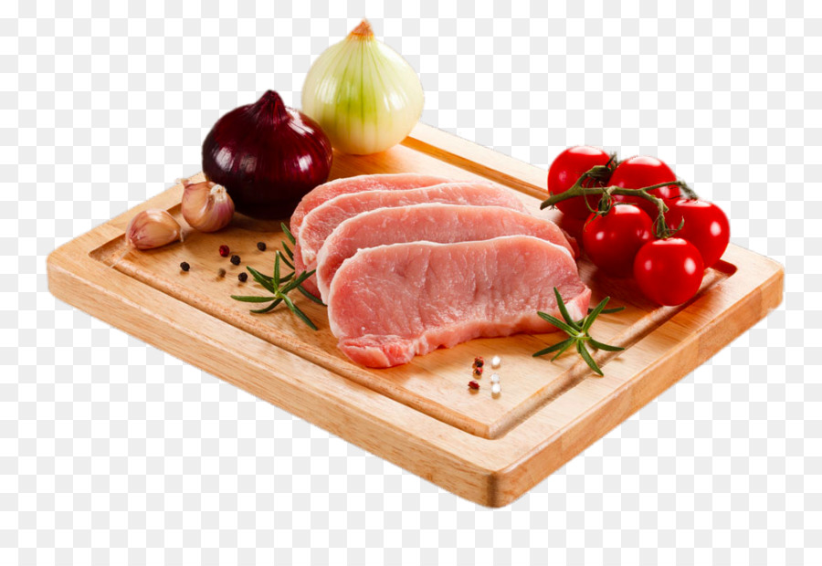 Fleisch, Rindfleisch, Schneidebrett Kalbfleisch - mageres Fleisch auf dem Hackklotz