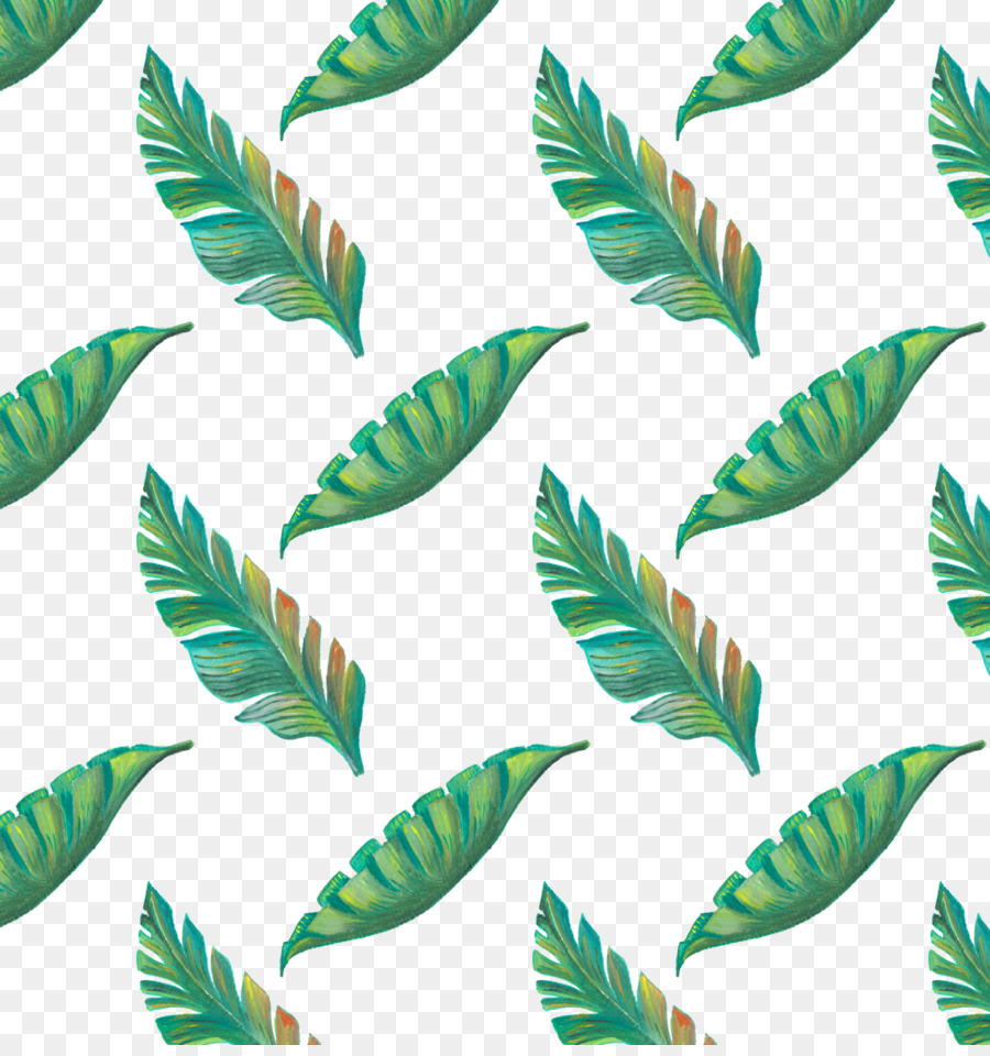 Blatt Tropen Zeichnung - Von Hand bemalt grünen tropischen Blätter-Muster