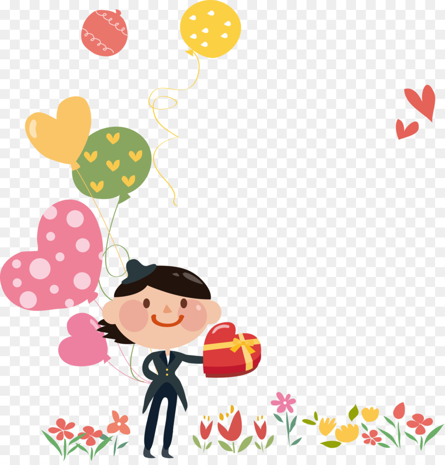Comic-Sprechblase Animation Illustration - Liebe cartoon boy holding balloons