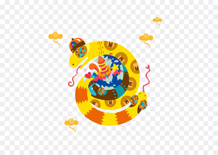 Nuovo Anno cinese zodiaco Cinese Disegno, Illustrazione - Dipinto in giallo cartoon serpente a tirare il materiale Gratuito