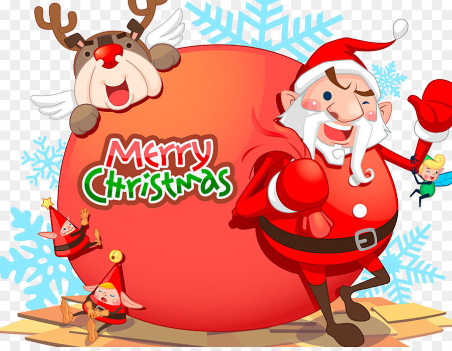 Rudolph, Santa Claus, Reindeer Christmas ornament Illustration - Santa Claus präsentiert präsentiert