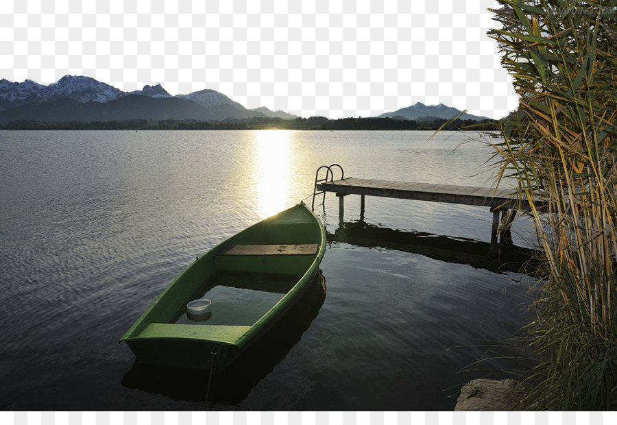 Hopfensee Fähre, Floß, Boot - Sonnenuntergang in der einsamen Floß, Boot