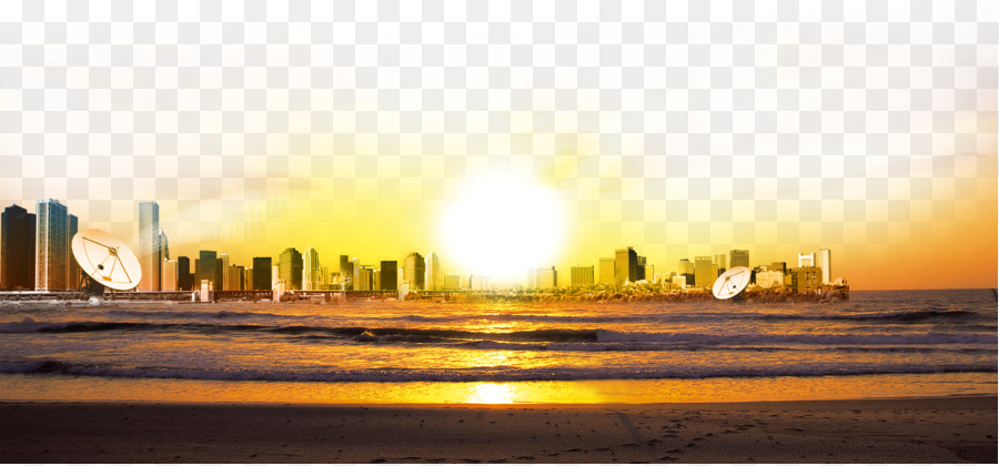 Sonnenuntergang Poster Sunrise-Afterglow - Gebäude der Stadt
