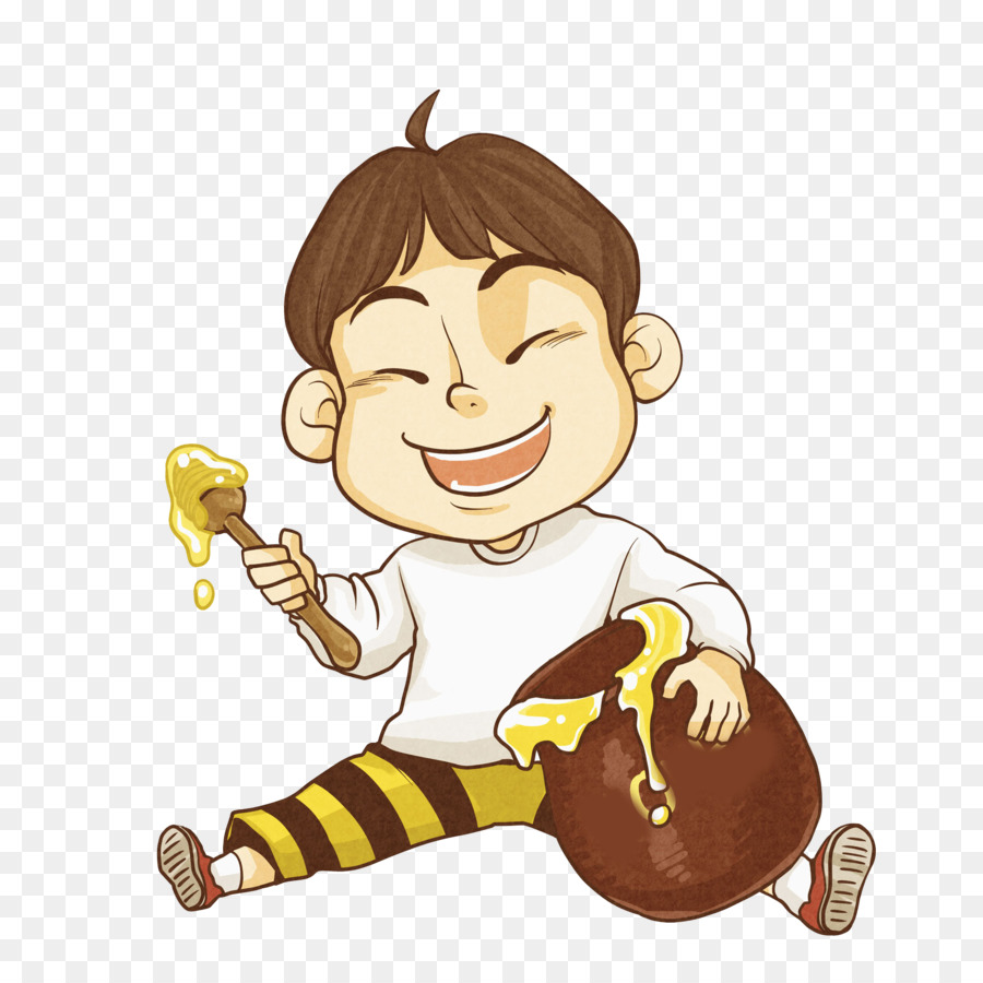 Cibo Di Miele Disegno Di Mangiare - Ragazzino felice di mangiare miele