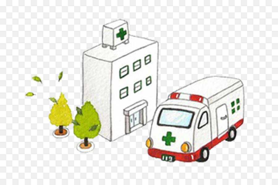 Krankenhaus-Erste Hilfe - Cartoon Krankenhaus Krankenwagen