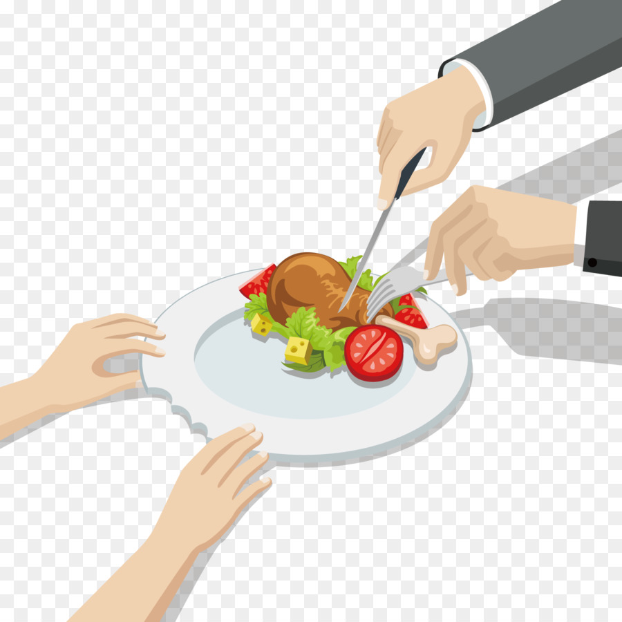 Cosce Di Pollo Illustrazione - Gustare il cibo, uomini d'affari e donne