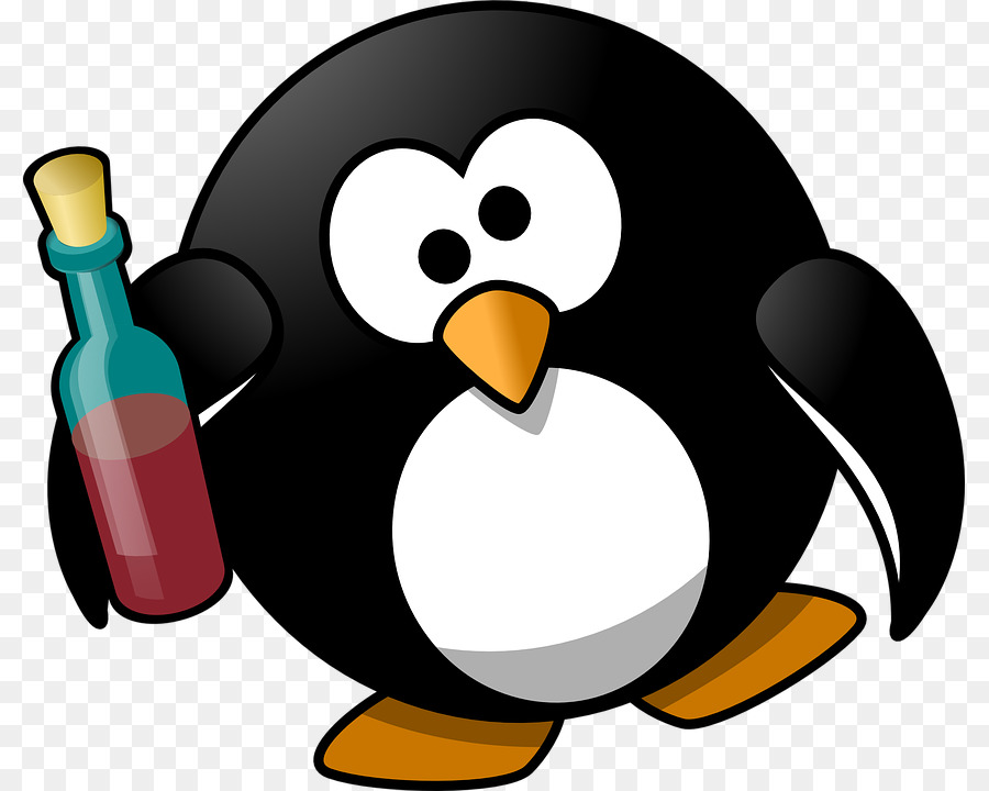 Pinguin, Vogel clipart - Nehmen Sie die Flasche Pinguin